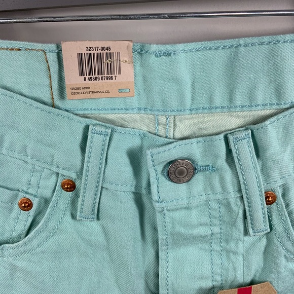 LEVI’S pastel mint 501 jeans shorts mid rise W27 - Picture 5 of 12